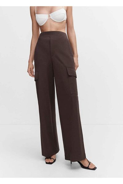 MANGO Woman Pantaloni cargo cu picioare largi
