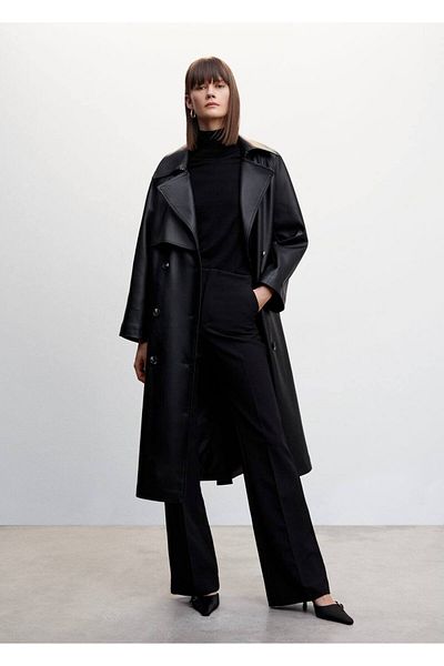 MANGO Woman Trench oversize aspect piele