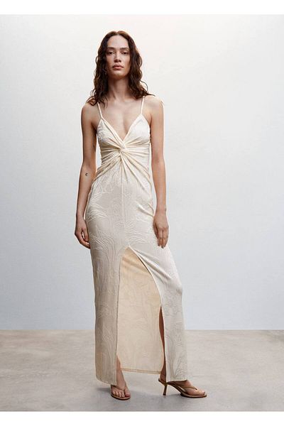 MANGO Woman Slit Knot Detailed Dress