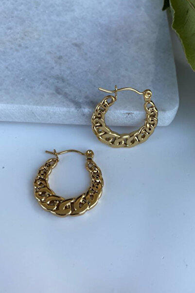 Jaida Moda أقراط دائرية من الفولاذ المتشابك للنساء