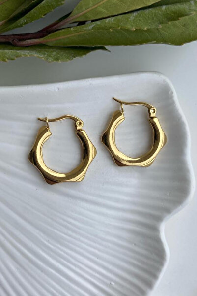 Jaida Moda أقراط دائرية من الفولاذ المسطح للنساء