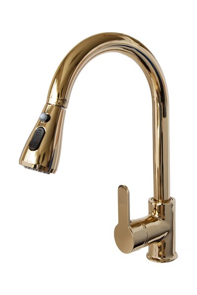 banyosepeti Spiralli Mutfak Eviye Bataryası Altın Hortumlu Mutfak Bataryası S...