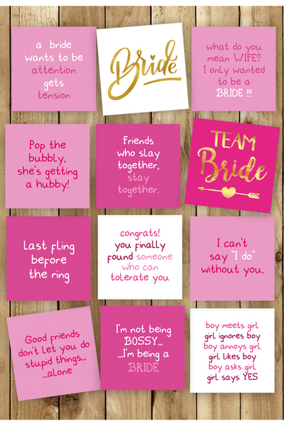 Pankart Evi BRIDE TO BE QUOTES - 12 CARDS - Bridal Shower - Bachelorette Party