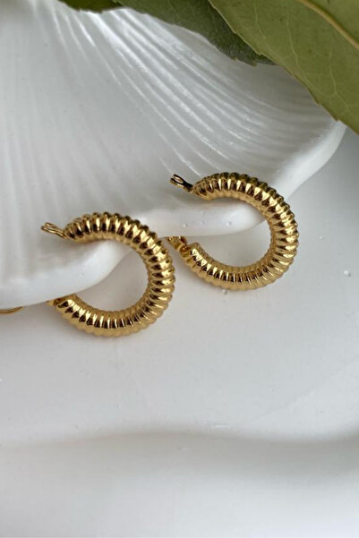 Jaida Moda أقراط دائرية من الفولاذ بتصميم أنبوب رفيع للسيدات