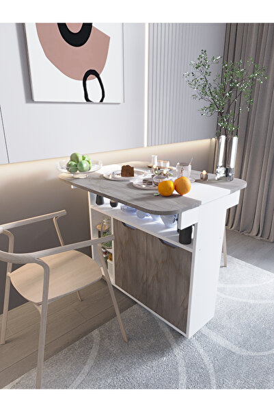 moka park avm Kelebek Yemek Masası Mutfak Masası Katlanır Pratik Tekerlekli