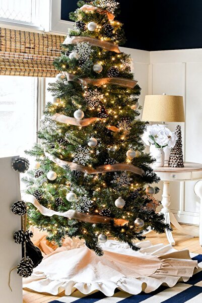 cotton maison Фартушок для ялинки бежевого кольору з рюшами, 90 см, стильний ...