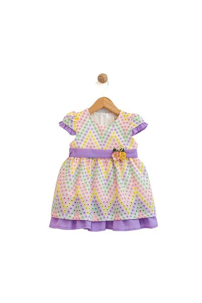 DIDuStore Colorful Girls' Dress for Summer - Floral Waist Belt and Ruffle Details