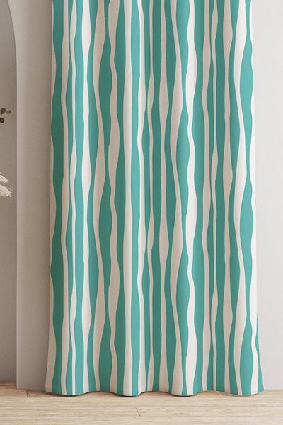 AYSHOME Ays Home Mint Water Wave Pattern Fundal Cortina