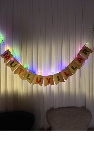 Zemtigo RGB الجنية أدى مضاءة السنة الجديدة ديكور راية جارلاند جدار زخرفة سنة جديدة سعيدة مكتوبة