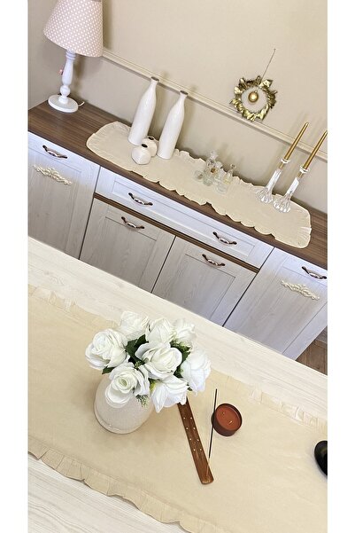 White Alamode Fırfırlı Runner Set 40x160 40x120 2 Adet