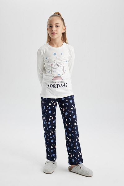 DeFacto Set de pijamale Mini Me cu mânecă lungă imprimat pentru fetiță