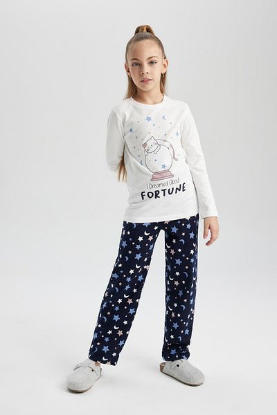 DeFacto Set de pijamale Mini Me cu mânecă lungă imprimat pentru fetiță