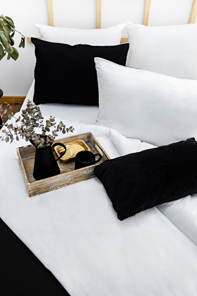 ELY PARKER Easy Iron Single Duvet Cover Set (90x190 Black Elastic Sheet+Quilt Cover+High Cover) White