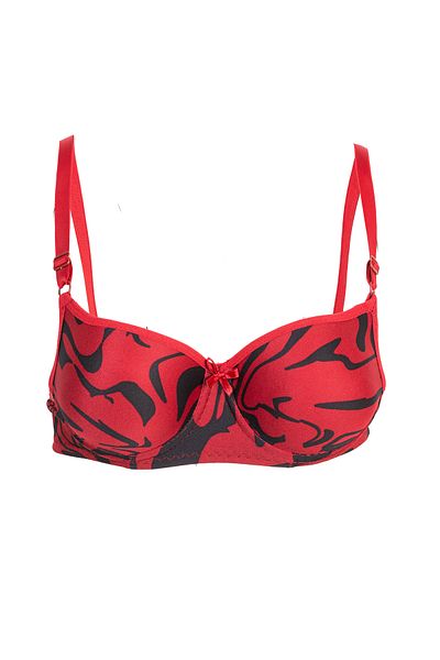 Rare White Women's Red Dalmatian Patterned Padded Underwire Adjustable Strap Bra