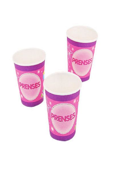 Kazanabil PACK OF 10 CARDBOARD CUPS FOR GIRLS WITH PRINCESS WRITTEN