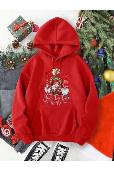 CONSTRAİN unisex χριστουγεννιάτικο φούτερ με κουκούλα με στάμπα ελαφιού