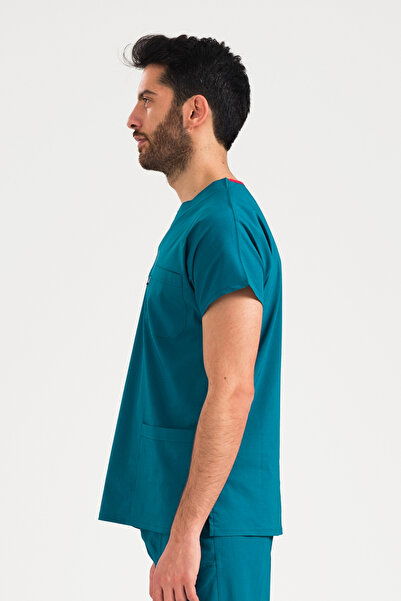 Class Üniforma Uniformă medicală unisex pentru asistentă medicală și medic, verde petrol, material elastic