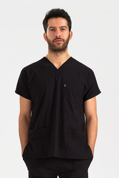 DRCLASS Uniforma medicală unisex din Lycra neagră - Îmbrăcăminte chirurgicală pentru asistentă și medic