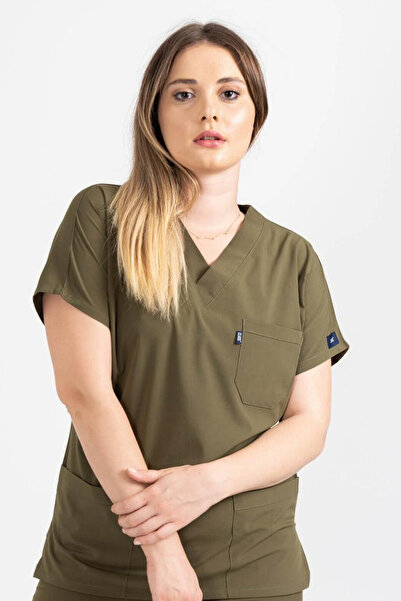 Class Üniforma Un singur top kaki Lycra unisex medical asistentă și uniformă ...