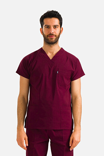 Class Üniforma Μονόχρωμο μπορντό ελαστικό ύφασμα Unisex ιατρική στολή νοσοκόμων και γιατρών χειρουργικής ενδυμασίας