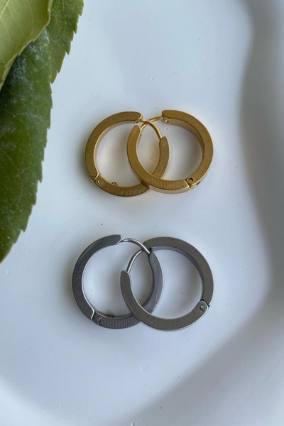 Jaida Moda Unisex 316l Surgical Steel Square Circle Model Hoop Earrings