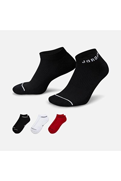 Nike Jordan Everyday No-Show (3 ADET) Unisex Çorap SİYAH BEYAZ KIRMIZI