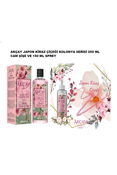 AKÇAY Japon Kiraz Çiçeği Sakura Kolonya Seti 250 ml Cam Şişe Ve 150 ml Sprey