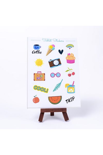 Bimotif Set of Colored Shaped Tablet Stickers, Holiday, A5 2 Sheets