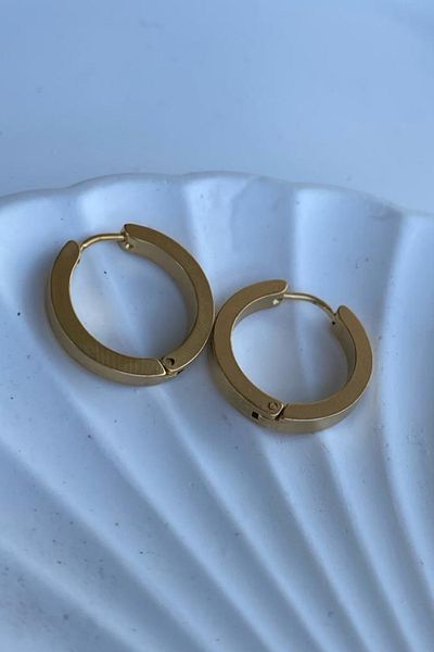 Jaida Moda Unisex 316l Surgical Steel Square Circle Model Hoop Earrings
