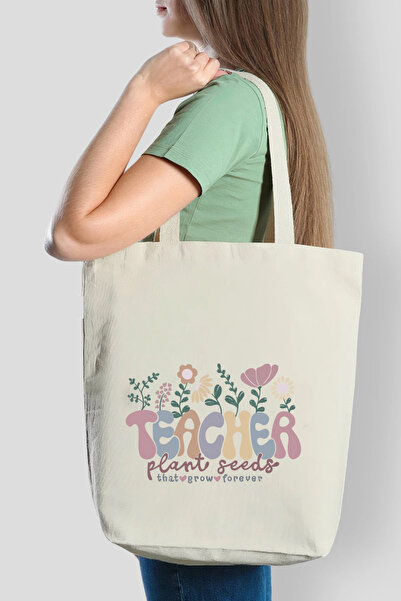 APRENDİ Платна чанта с дизайн „Учител засажда семена“ (цветна)