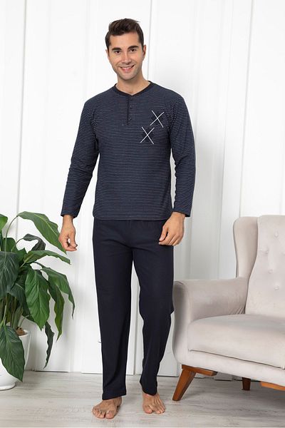 Wordex Σετ ανδρικών ριγέ πιτζάμες Falkom 7055 Cotton Interlock