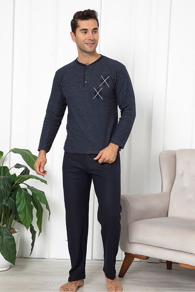Wordex Σετ ανδρικών ριγέ πιτζάμες Falkom 7055 Cotton Interlock