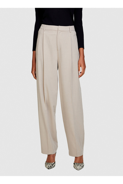 Sisley Yüksek Bel Normal Vizon Kadın Pantolon 4PH7LF044