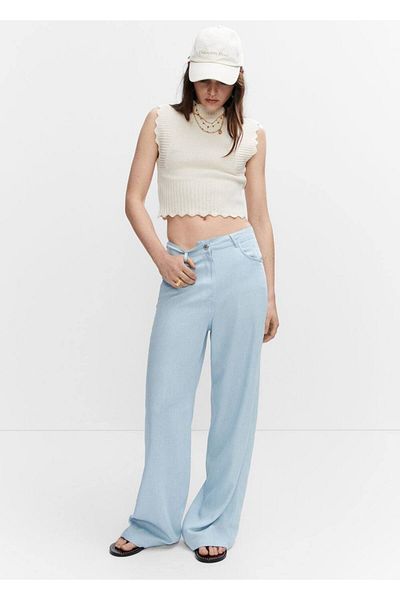 MANGO Woman Kalhoty Wideleg Lyocell