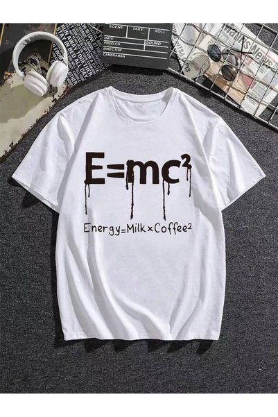 NOFLEN Tricou unisex oversize din bumbac cu imprimeu cu cafea cu lapte cu ene...