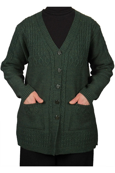 NOBLE STORE سترة نسائية بأزرار قصيرة باللون الأخضر الكاكي مقاس كبير - سترة نس...