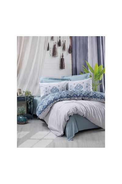 ŞENER HOME Комплект двоен юрган Cottonbox Candy Jeni в синьо
