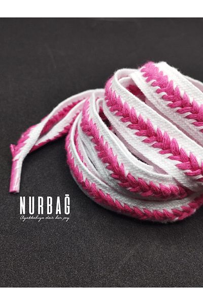 NURBAĞ DOKUMA SPORTS SHOES WHITE PINK HAIR KNITTING TIE 1 PAIR 120 CM CV8000
