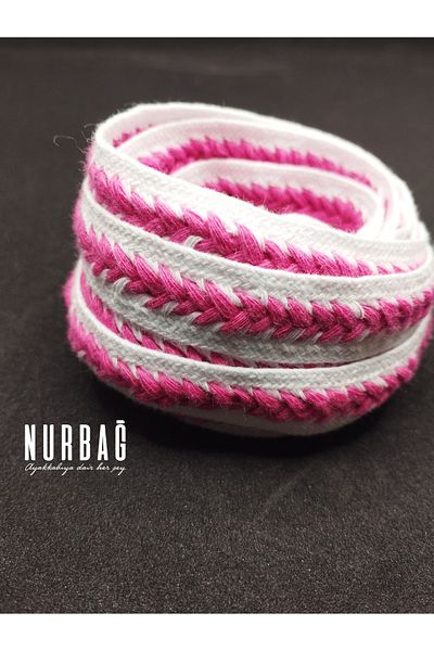 NURBAĞ DOKUMA SPORTS SHOES WHITE PINK HAIR KNITTING TIE 1 PAIR 120 CM CV8000