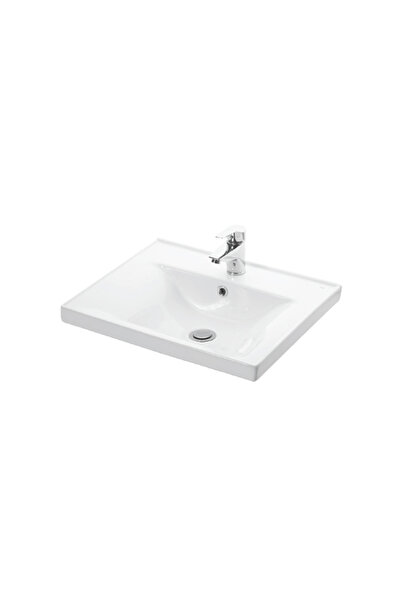ÖZCEDEN Çiğdem 55 Cm Atlantik Çam-antrasit Gri Mat Mdf Seramik Lavabolu Asma Banyo Alt Dolabı