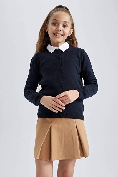 DeFacto N8407A6/Nv251 Defacto Girl's Cardigan Navy