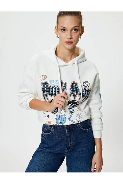 Koton 4wal10713ık Women's Sweat Ecru