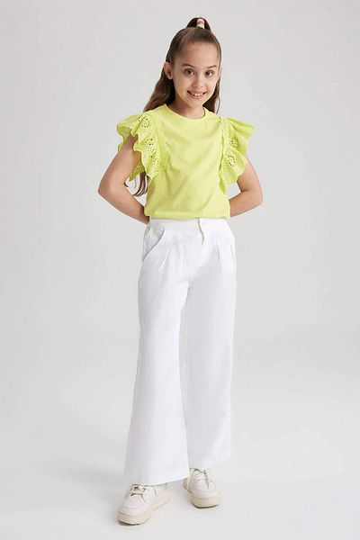 DeFacto Z5953A6/WT34 Defacto Girl's Canvas Pants WHITE