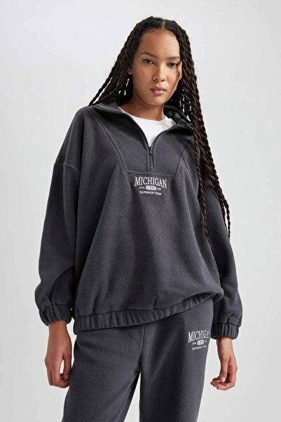 DeFacto Y2649Az/Ar191 Defacto Women's Sweat Antracite