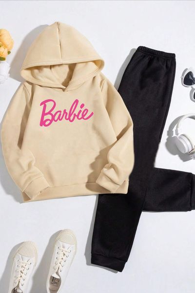 uyguntarz Bedrucktes Barbie-Trainingsanzug-Set für Kinder