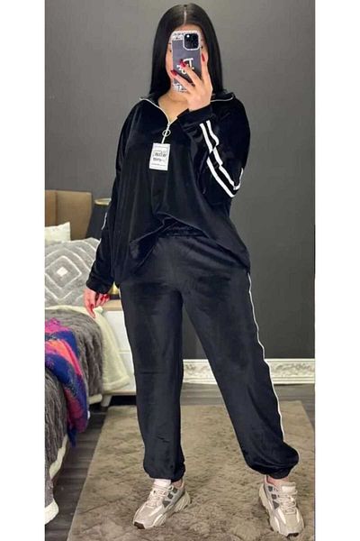 Butik Women's Velvet Oversize Stylish Tracksuit Set