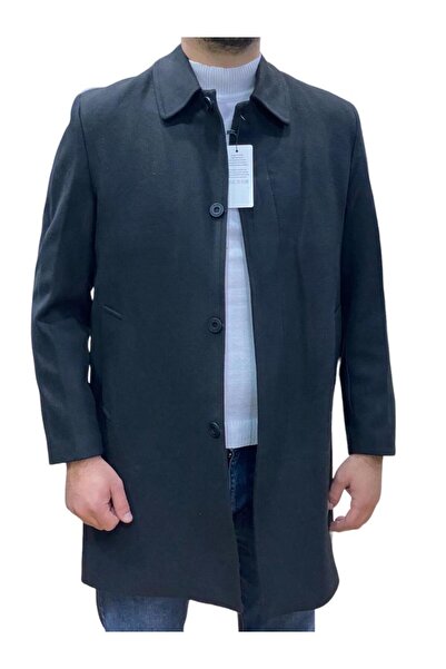 TEK MONT GÖMLEK YAKA ERKEK SİYAH PALTO