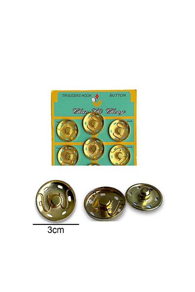 hobim42 STRAP NO:30 GOLD (6 PAIRS) Mix:Metal/Product Size:30 mm/Package Content:1 Card / 6 Pairs of Snaps