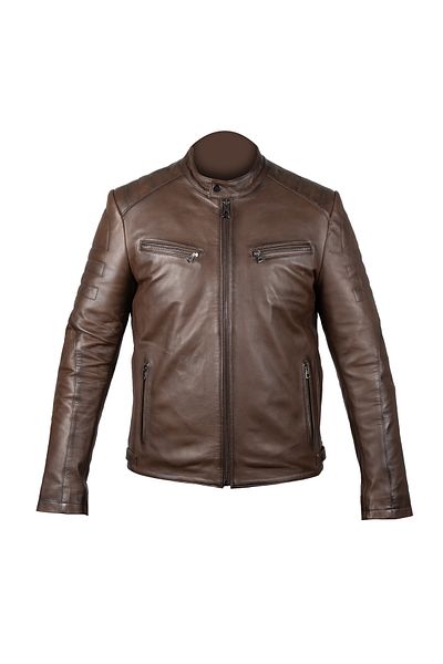 EGE DERİ 100% Genuine Hazelnut Brown Slim Fit Men's Coat