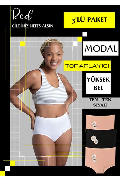 red iç giyim Ψηλόμεσο Belly Support Special Mold 3 Pack Modal εσώρουχα